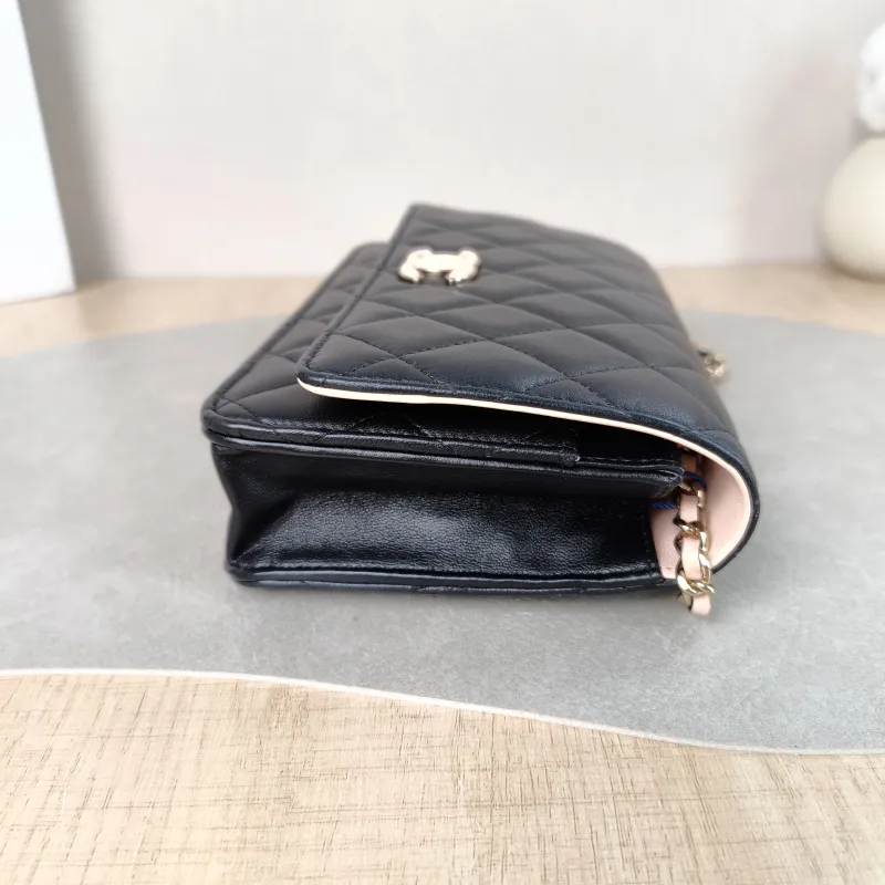 Chanel Crossbody Bag Classic Flap WOC CF WOCWOC Bag Black Pink Lambskin One Size 19 × 4 × 12.5 cm — detail view 14 of 14