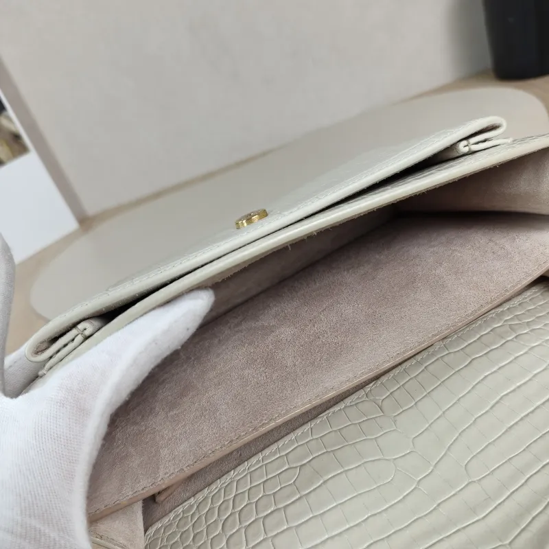 SAINT LAURENT Crossbody Bag SUNSET White Calfskin Medium 22 × 6.5 × 16 cm — detail view 10 of 11