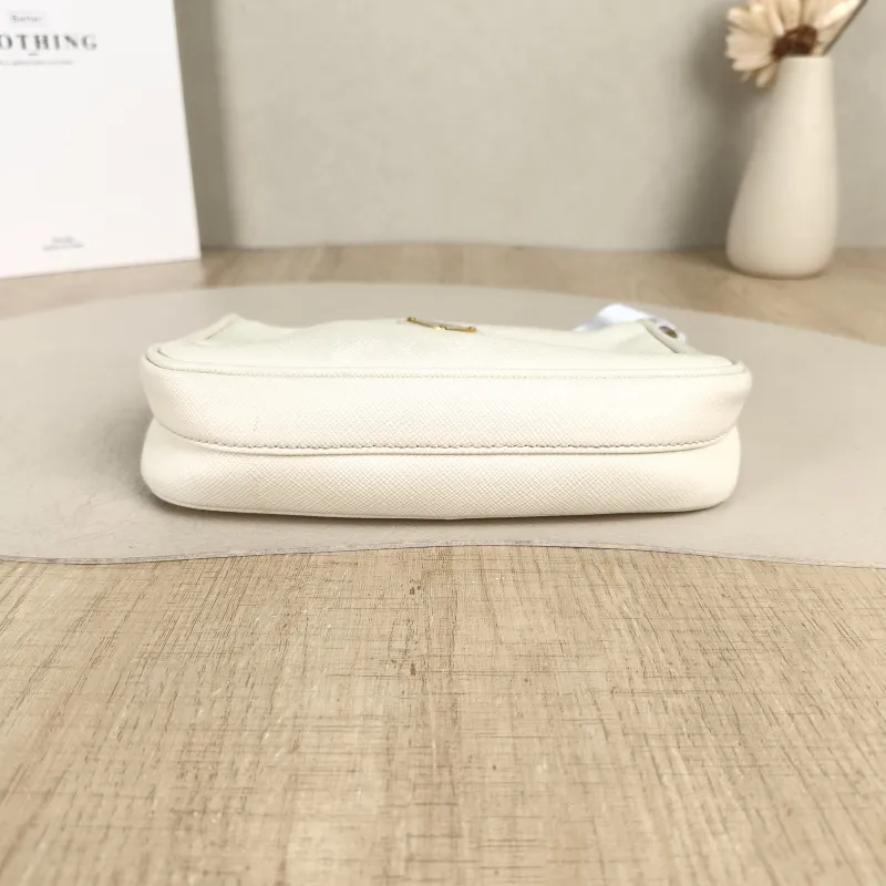 PRADA Shoulder Bag Re-Edition hobo White Calfskin Mini17 × 4 × 12 cm — cover view 3 of 5