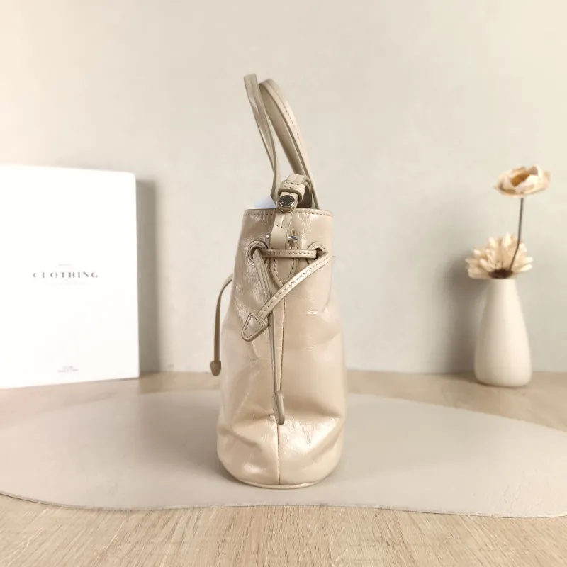 Miumiu Crossbody Bag Bucket Bag Taupe Calfskin 15.5 × 8.5 × 18 cm — detail view 10 of 11
