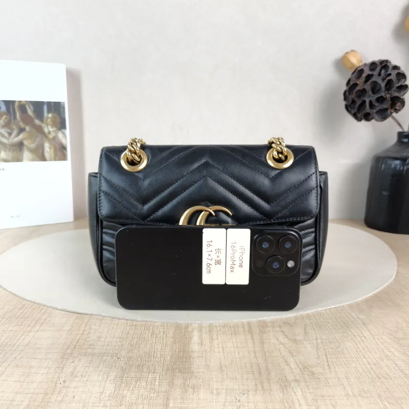 GUCCI Crossbody Bag GG Marmont Small Marmont 22 Black CC alfskin Small 22 × 6 × 13 cm — cover view 2 of 5