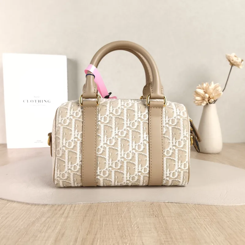 DIOR Shoulder Bag Groove 20 Top Handle Bag Taupe Canvas Small 20.5 × 12 × 13.5 cm — cover view 5 of 5