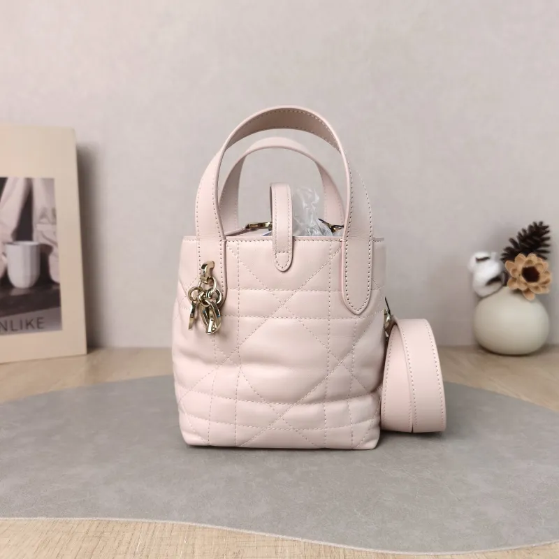 DIOR Top Handle Bag TOUJOURS Edition Pink Calfskin Mini 13 × 12 × 15 cm