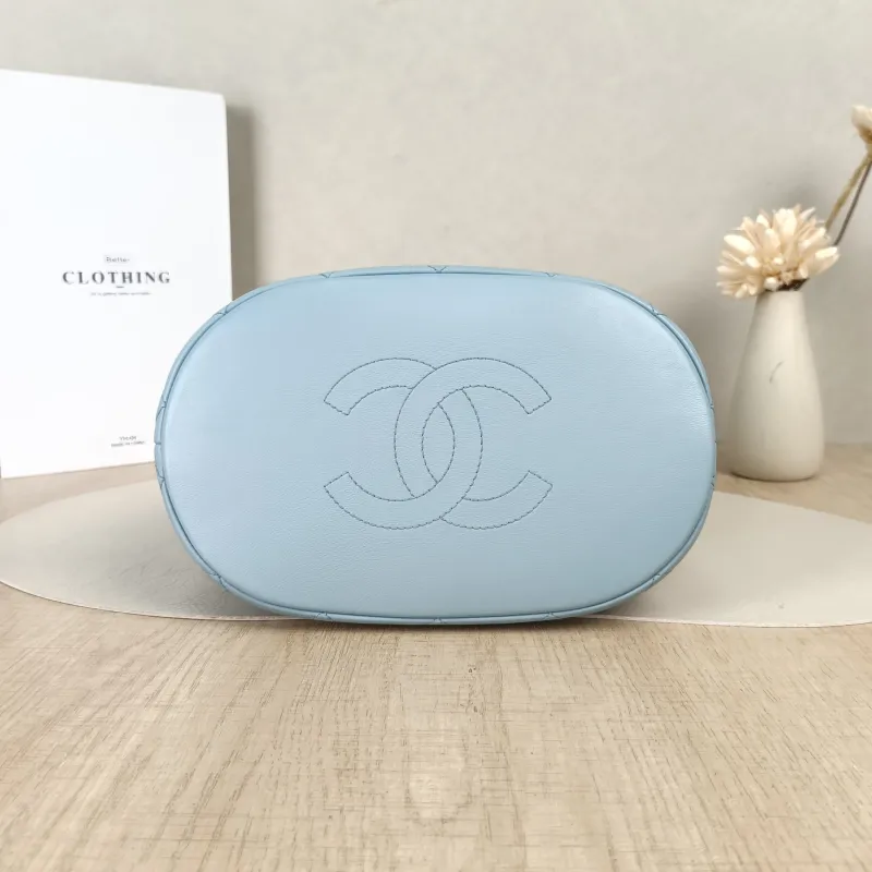 Chanel Crossbody Bag Bucket Bag Blue Calfskin One Size22 × 4 × 25 cm — cover view 3 of 5
