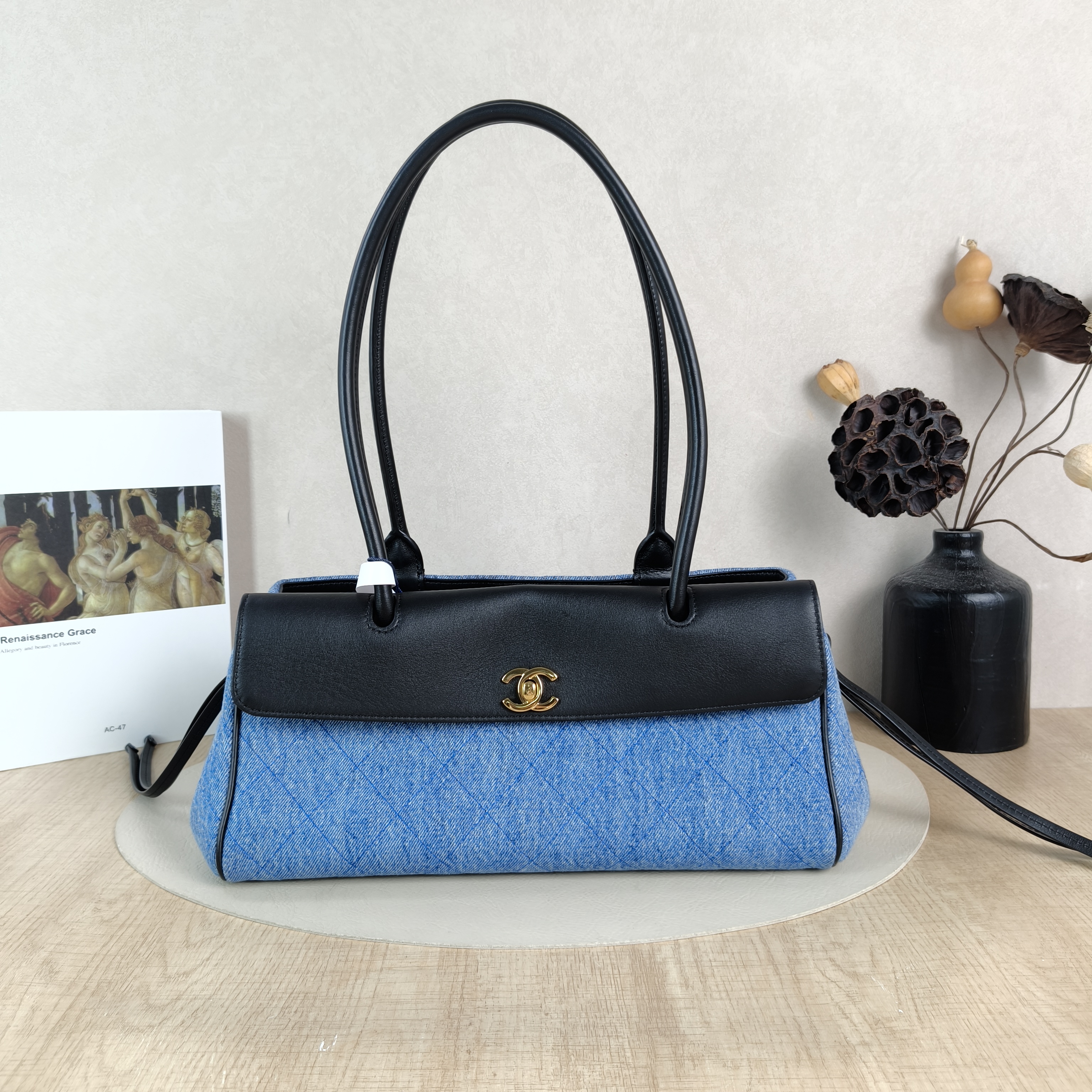 Chanel Shoulder Bag26a Collection Baguette Bag Blue Small32 × 12 × 17 cm