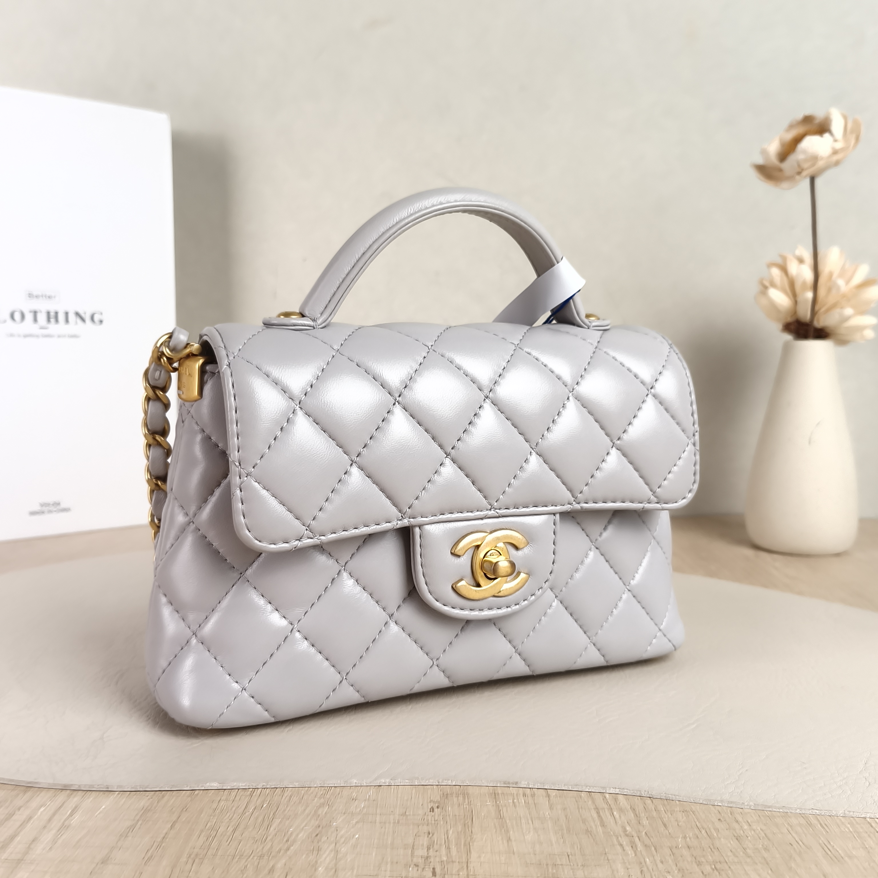 Chanel Crossbody Bag25p Top Handle Crossbody Bag Grey Lambskin Small20 × 6 × 13 cm — cover view 4 of 6