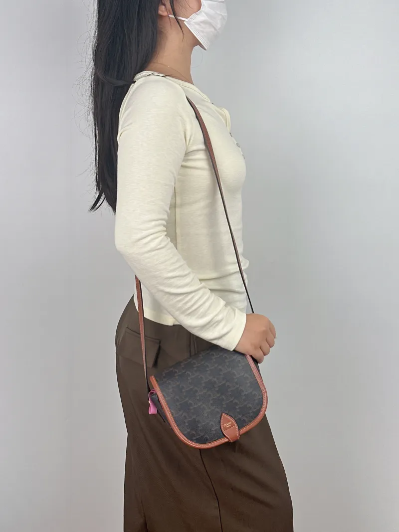 CELINE Crossbody Bag FOLCO Monogram PVC Medium 18.5 × 8 × 17 cm — on-model view 1 of 2