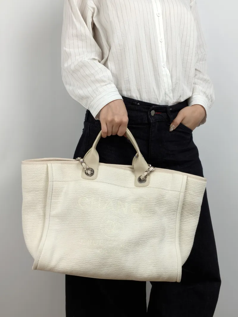 Chanel Shoulder Bag White 38 × 19 × 29.5 cm — on-model view 2 of 2