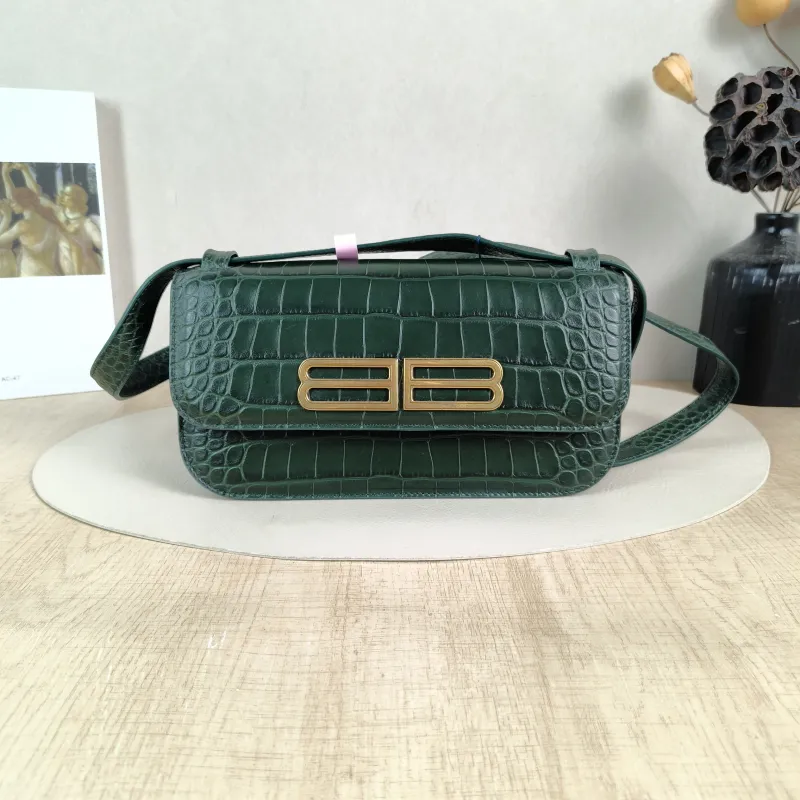 BALENCIAGA Shoulder Bag GOSSIP Green Calfskin Small 23.5 × 10.5 × 12.5 cm