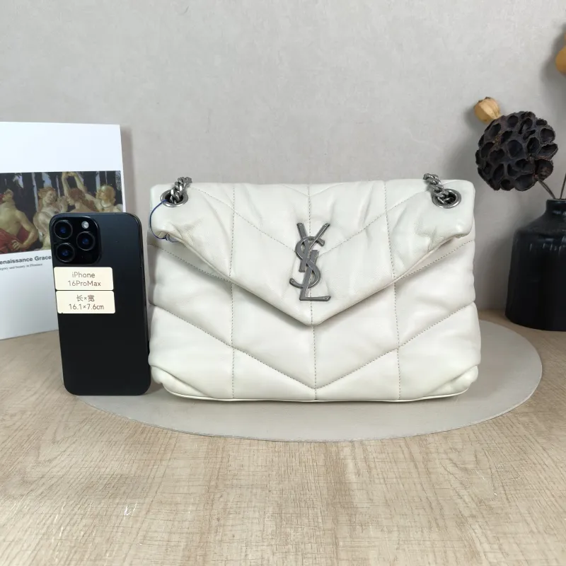 SAINT LAURENT Shoulder Bag PUFFER White Lambskin Small 29 × 11 × 17 cm — cover view 3 of 5
