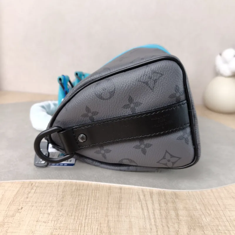Louis Vuitton Crossbody Bag Keepall 25 Black · Blue PVC Medium 25 × 11 × 15 cm — detail view 12 of 13