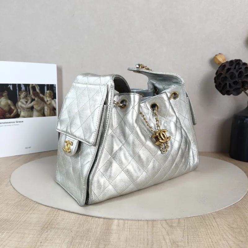 Chanel Shoulder Bag 25Bag Silver Grained Calfskin Small 26 × 14 × 30 cm — cover view 2 of 6