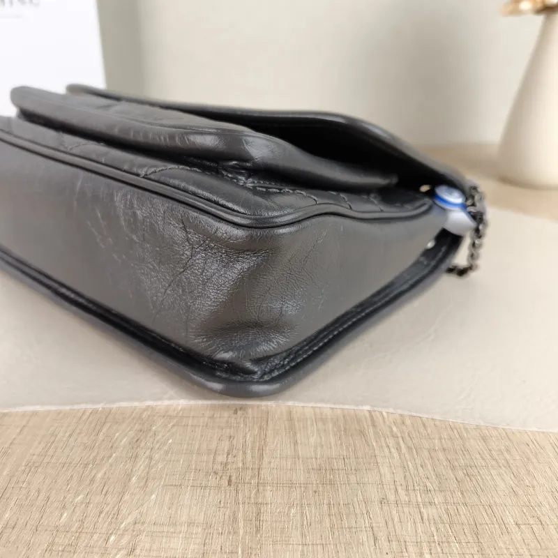 SAINT LAURENT Crossbody Bag Niki D Dark Grey Waxed Leather Calfskin Small 21 × 7.5 × 16 cm — detail view 9 of 12