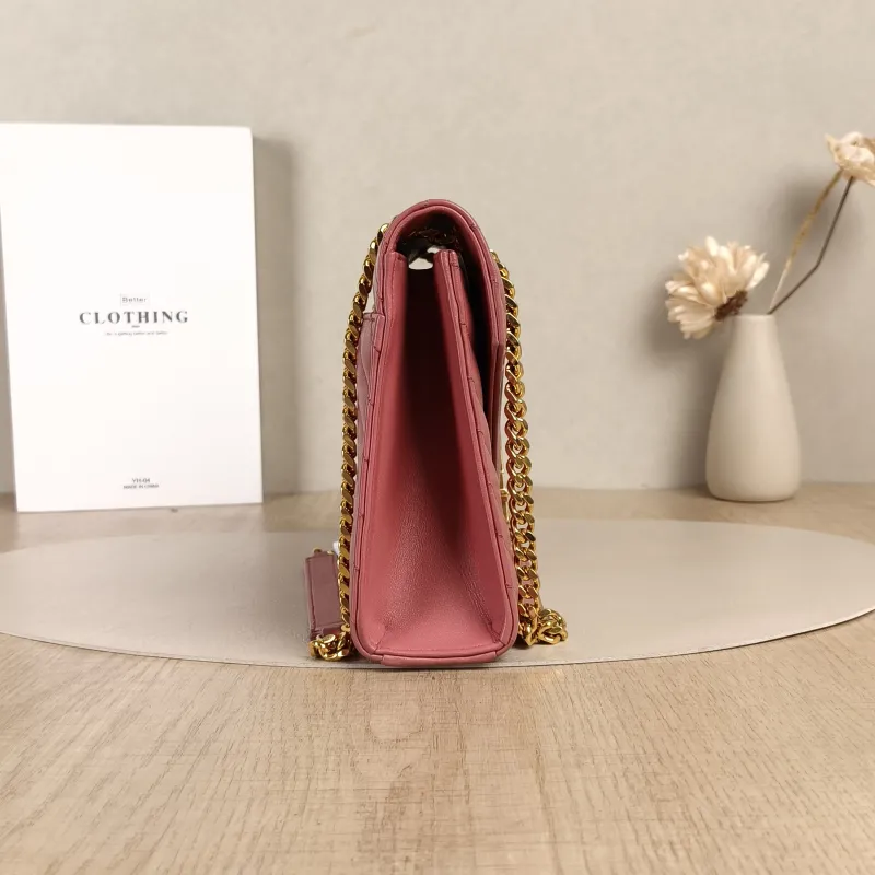 SAINT LAURENT Crossbody Bag ENVELOPE Pink Calfskin Medium24 × 6 × 17.5 cm — detail view 3 of 11