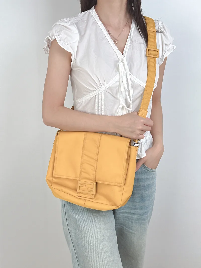 FENDI Crossbody Bag Crossbody Bag Yellow Nylon One Size23 × 7 × 22 cm — on-model view 3 of 3