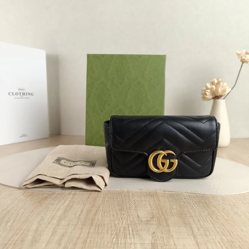 GUCCI Crossbody Bag GG Marmont Mini Marmont Mini Black Calfskinmini16.5 × 4.5 × 9.5 cm — cover view 3 of 6