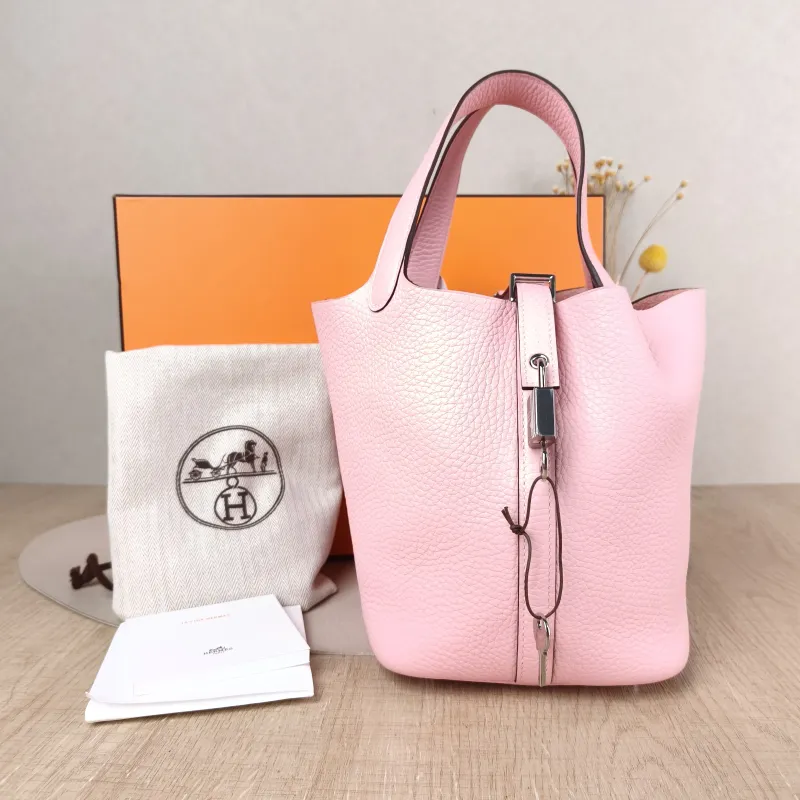 Hermès Top Handle Bag Picotin Lock 18 18 Pink Taurillon Clemence TC Calfskin Small 18 × 13 × 18 cm K — cover view 2 of 6