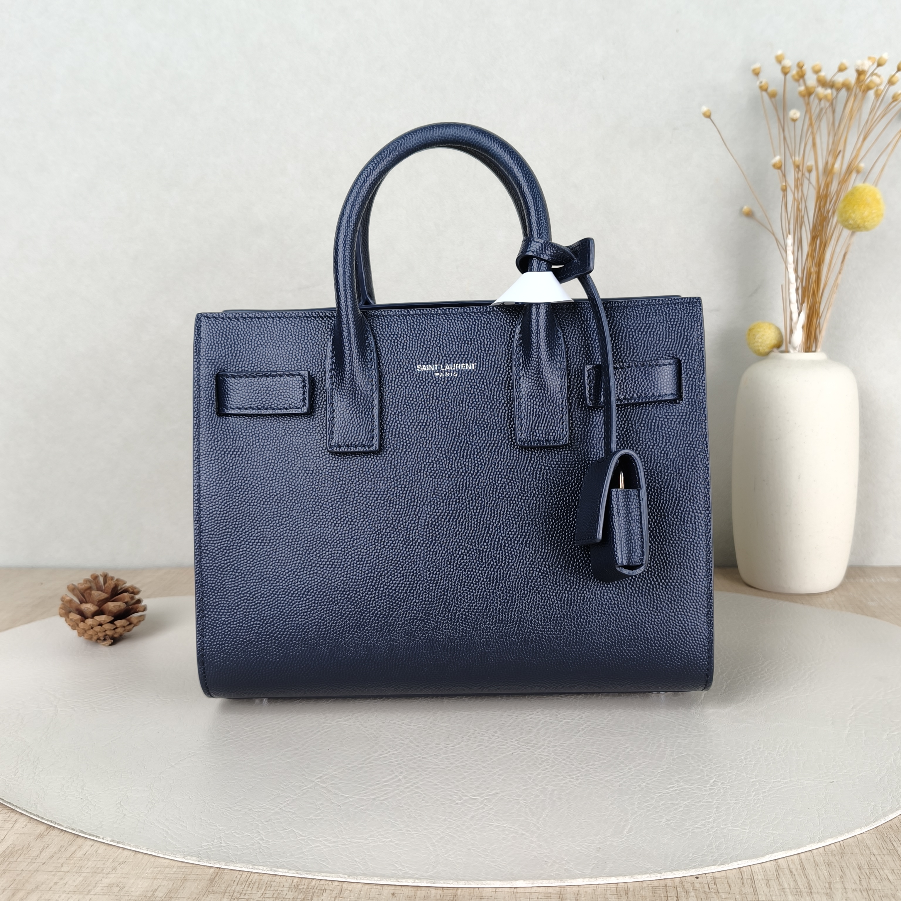 SAINT LAURENT Top Handle Bag SAC DE JOUR Blue Calfskinnano22 × 11 × 17.5 cm