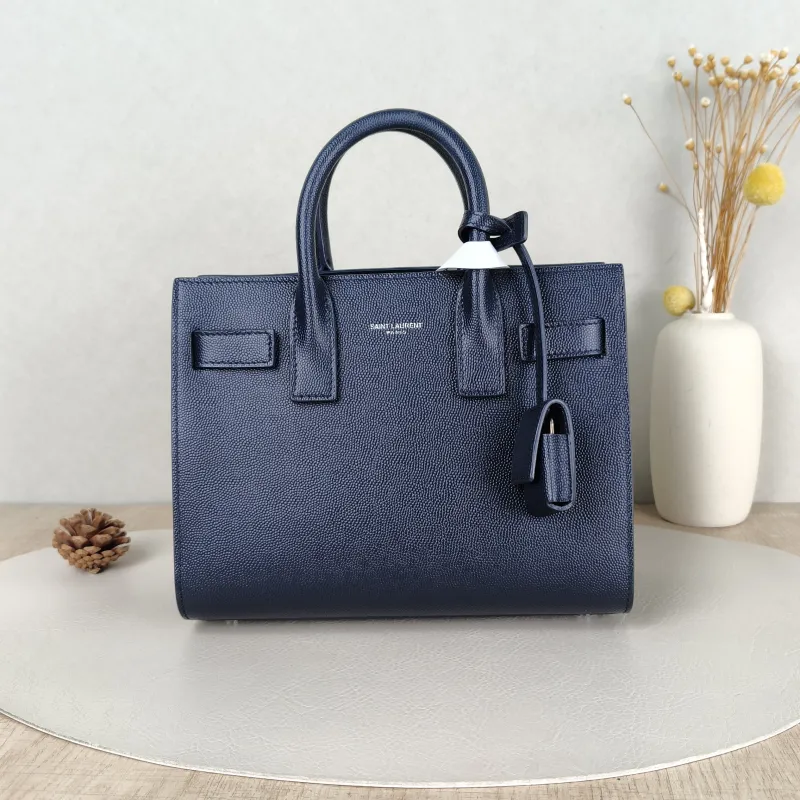 SAINT LAURENT Top Handle Bag SAC DE JOUR Blue Calfskinnano22 × 11 × 17.5 cm