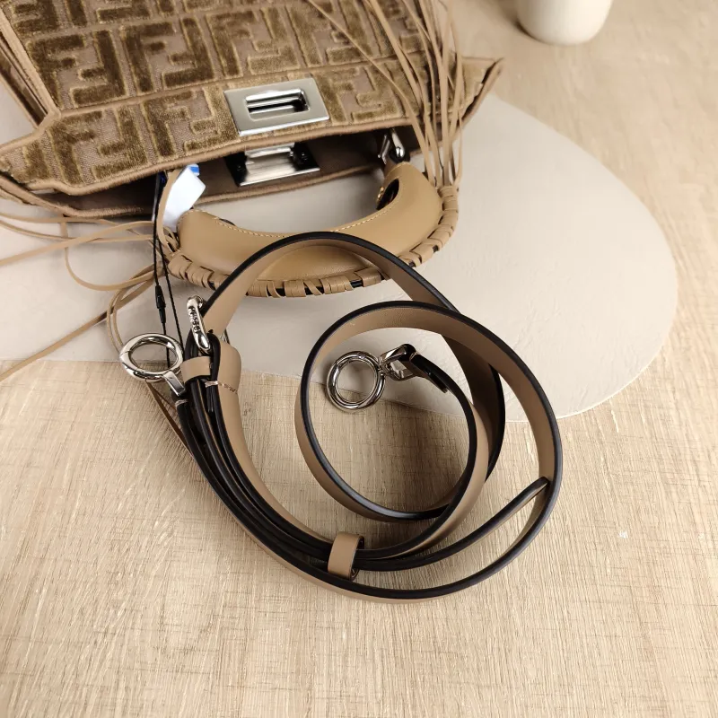 FENDI Crossbody Bag Peekaboo IS ee US mall Brown Velvet Small 27 × 11 × 21 cm — detail view 1 of 9