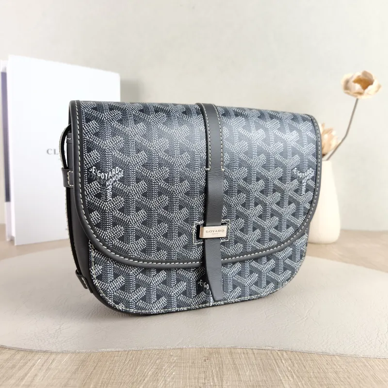 GOYARD Crossbody Bag BELVEDERE Messenger Bag Grey PVC Small 22 × 7 × 16 cm — cover view 3 of 5