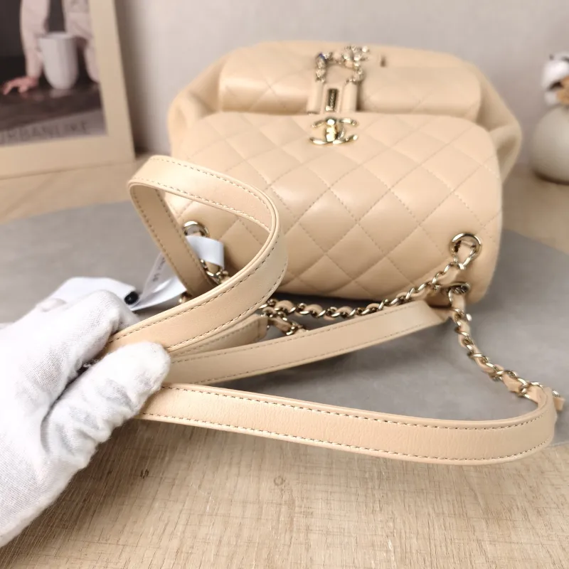 Chanel Backpack Duma Taupe Calfskin Large 21 × 13 × 23 cm — detail view 14 of 15