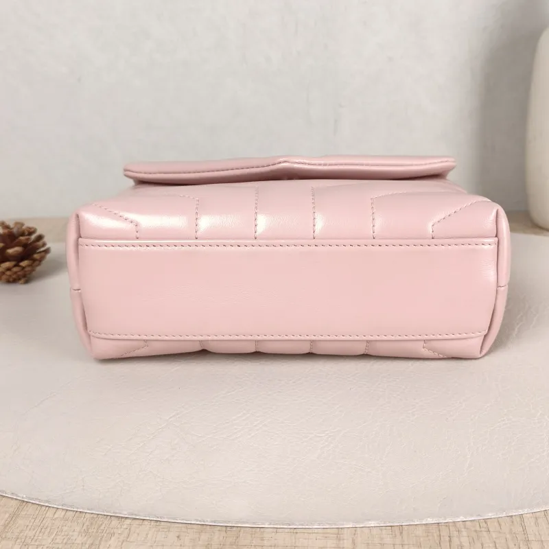 SAINT LAURENT Shoulder Bag LOULOU Pink Calfskin Mini 20 × 7.5 × 14 cm — cover view 3 of 5