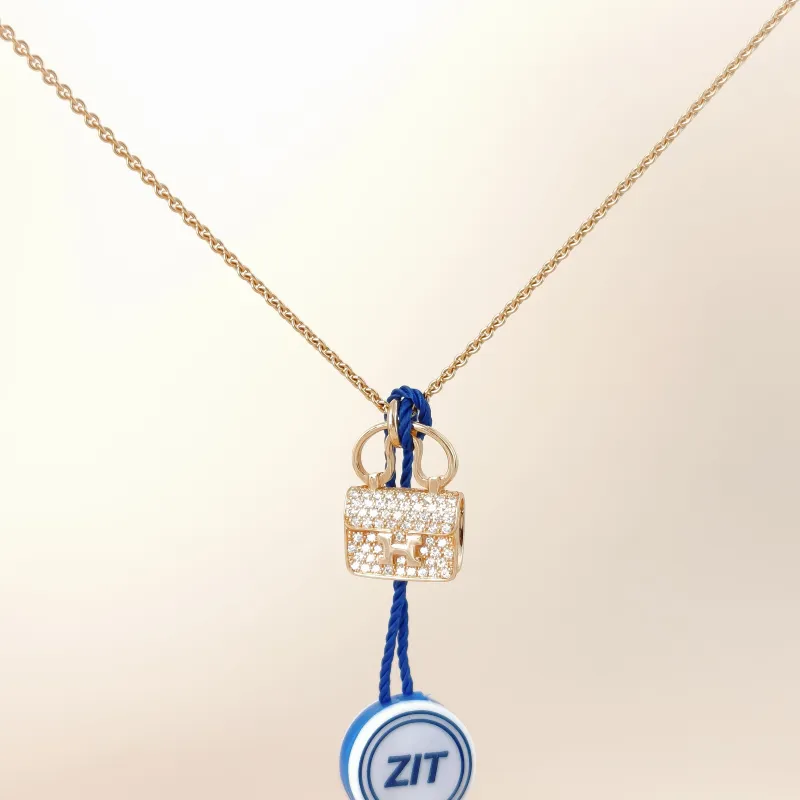 Hermès Necklace Amulettes Constance Pavé Diamond Necklace Rose Gold 18KR ose Gold One Size 40cm