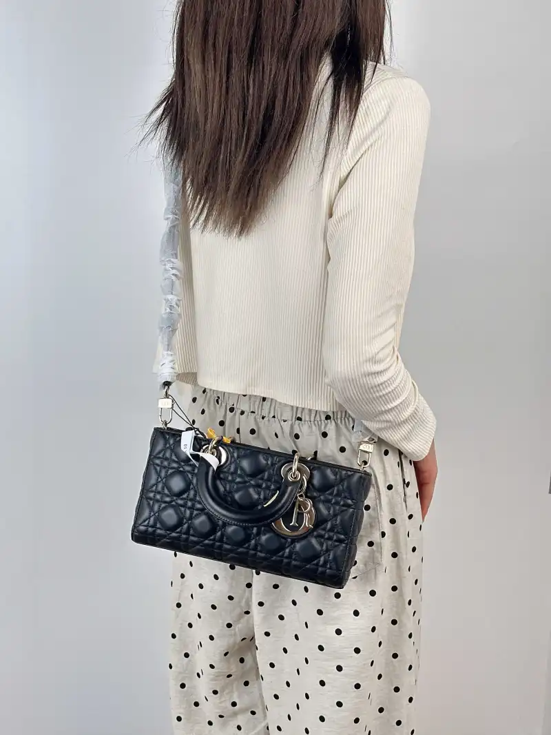 DIOR Crossbody Bag Lady D-Joy Black Lambskin Medium26 × 5 × 13.5 cm — on-model view 3 of 3