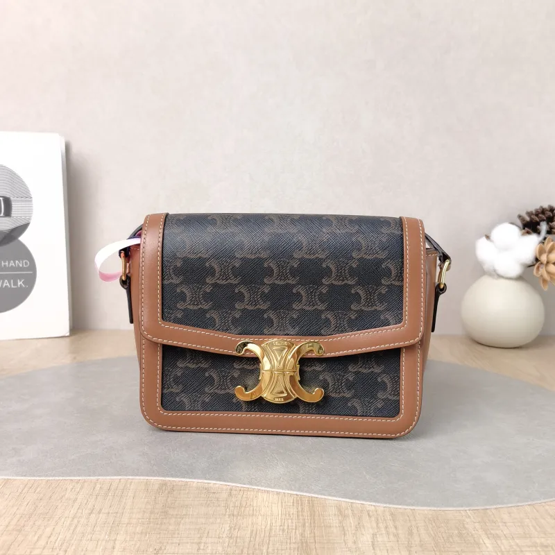 CELINE Crossbody Bag Teen Triomphe Monogram PVC Small 18.5 × 7 × 13.5 cm