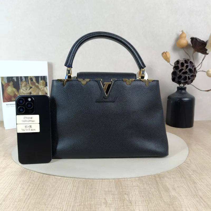 Louis Vuitton Top Handle Bag Capucines Black · Calfskin Medium31.5 × 11 × 20 cm — cover view 2 of 6