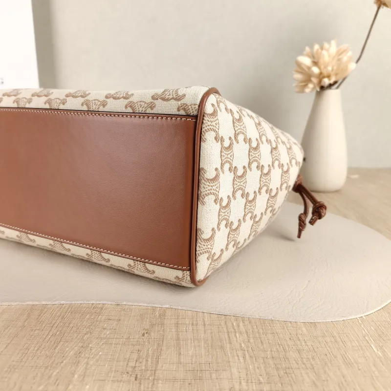 CELINE Top Handle Bag CABAS TRIOMPHE White PVC Small 22 × 15 × 17 cm — detail view 6 of 10