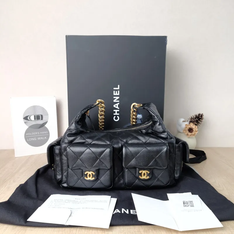 Chanel Shoulder Bag Hobo Shoulder Bag Black Lambskin Small31 × 15 × 22 cm — cover view 5 of 6