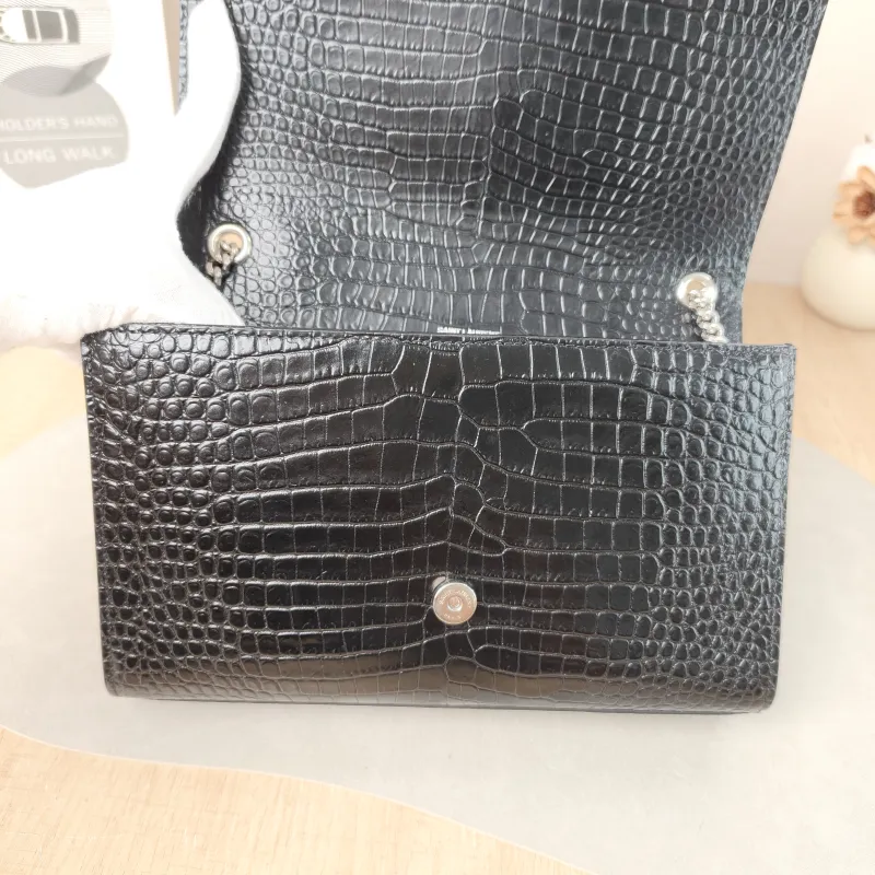 SAINT LAURENT Crossbody Bag KATE Edition Black Calfskin Medium 24 × 5.5 × 14.5 cm — detail view 4 of 11