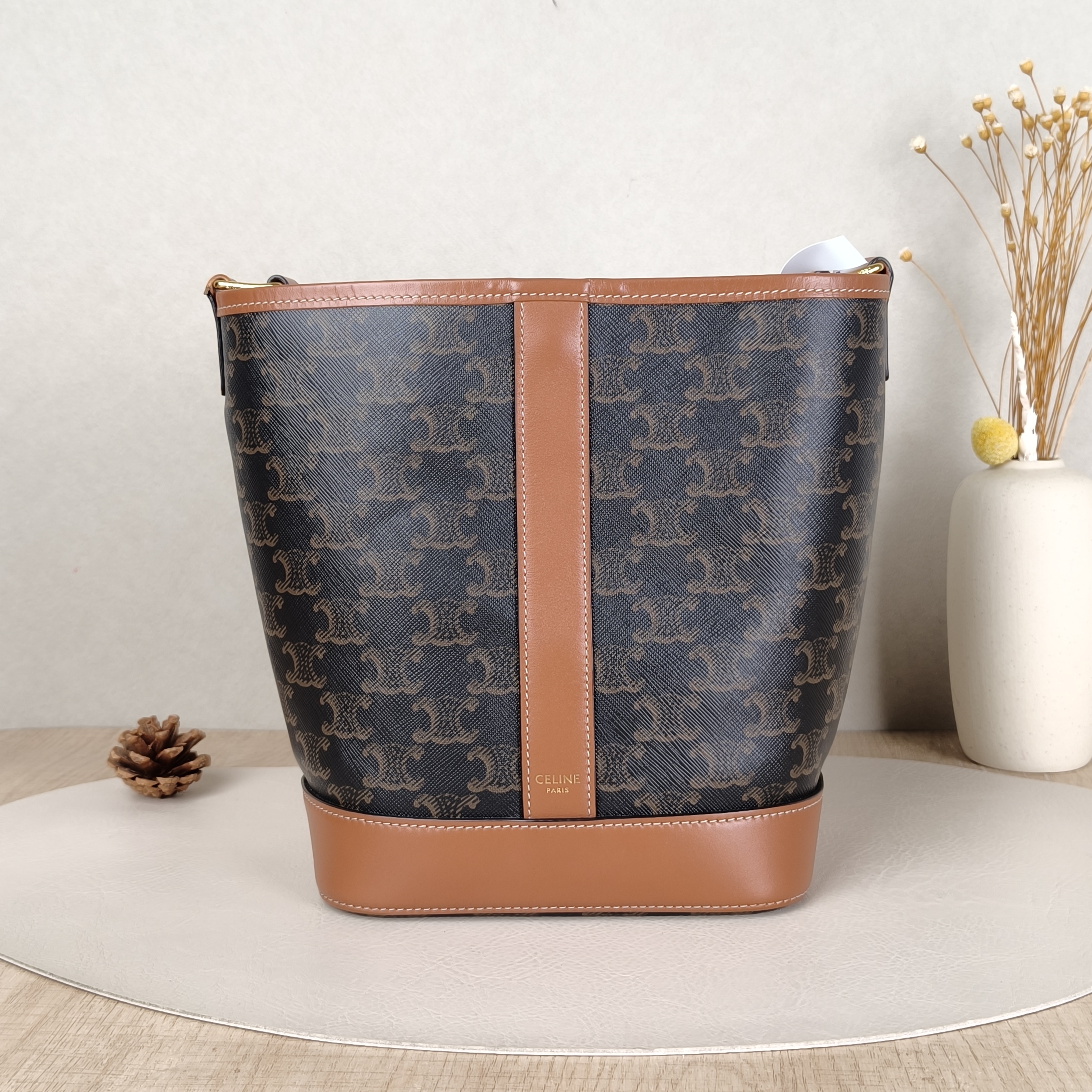 CELINE Crossbody Bag Triomphe Bucket Bag Monogram PVC Small22 × 13 × 26 cm