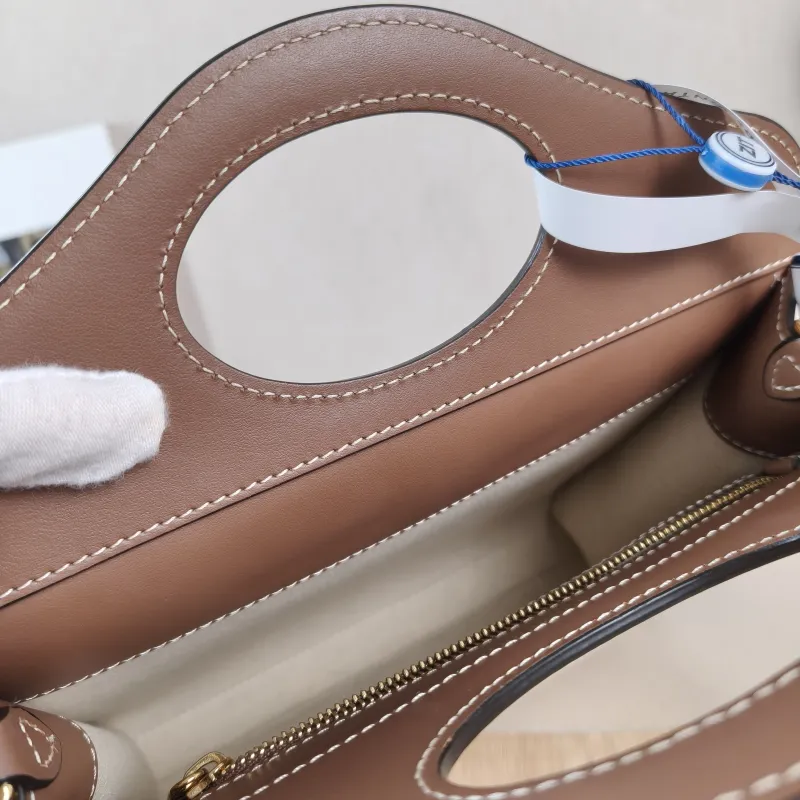 BURBERRY Crossbody Bag pocket bag Top Handle Crossbody Bag Beige Brown Canvas， Mini 23 × 6 × 26.5 cm — detail view 9 of 11