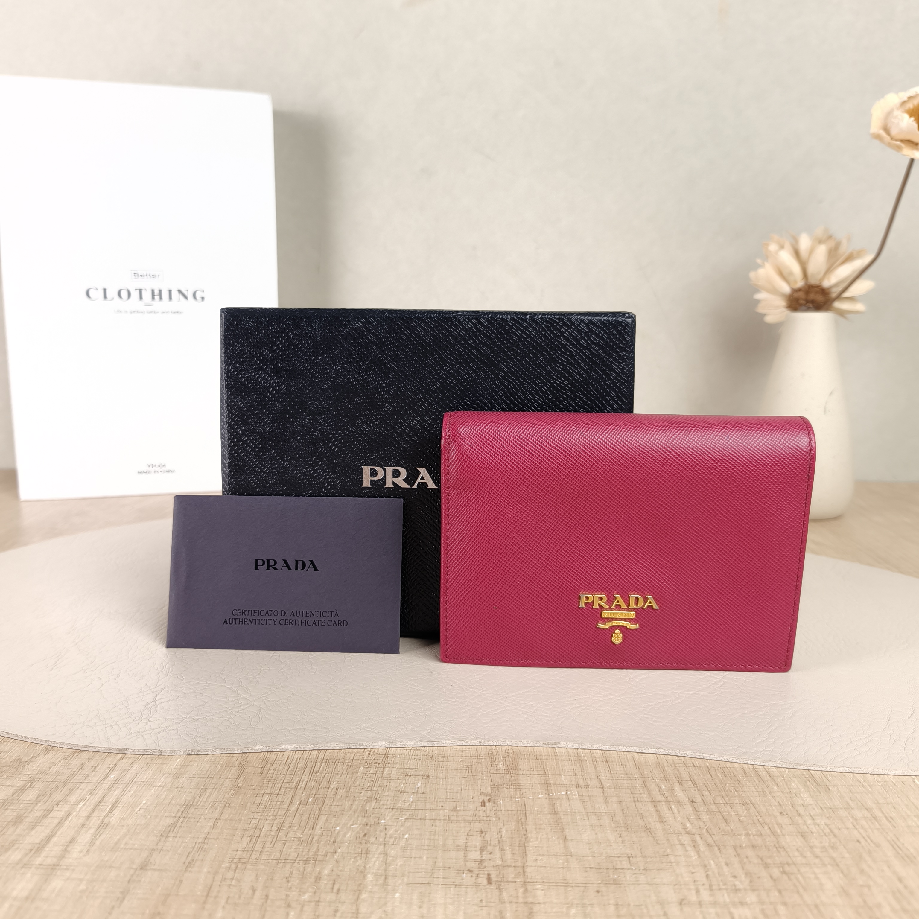 PRADA Wallet Wallet Red Calfskin One Size13 × 2.5 × 9.5 cm — cover view 3 of 5