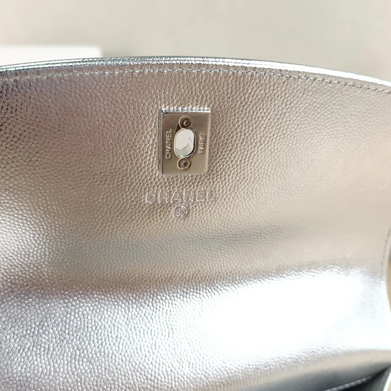 Chanel Backpack Backpack Silver Grained Calfskin One Size 18.2 × 5 × 14 cm — detail view 5 of 12