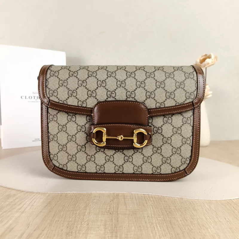 GUCCI Shoulder Bag Horsebit 1955 Horsebit Medium Monogram PVC Medium25 × 8 × 18 cm