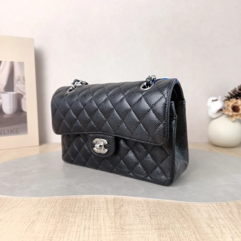 Chanel Crossbody Bag Classic Flap CF Black Grained Calfskin Small 23 × 6 × 14.5 cm — cover view 5 of 6