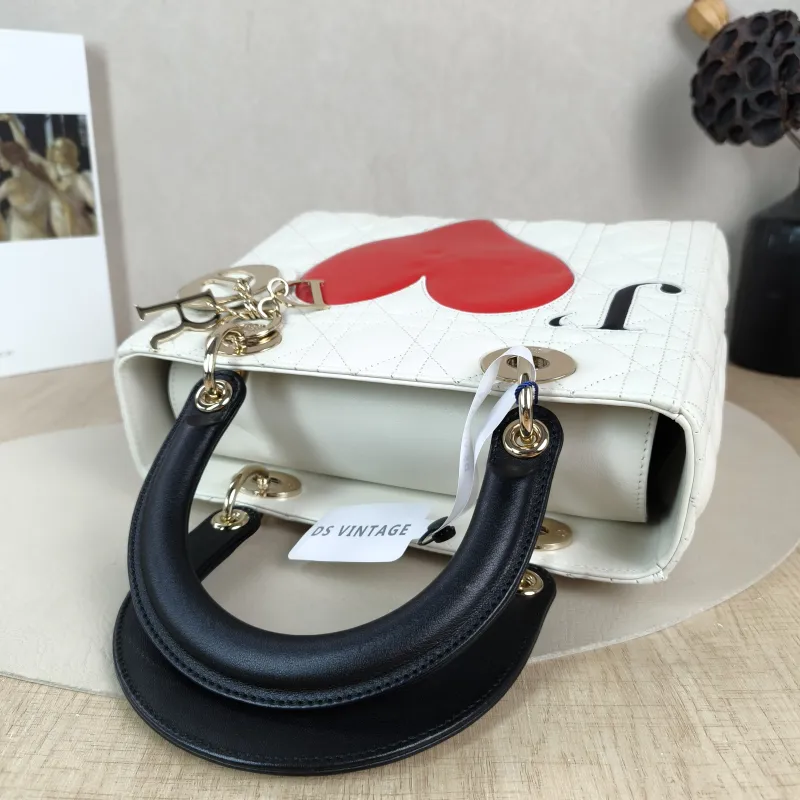 DIOR Top Handle Bag Lady Lady Dior Bag White Calfskin Medium Edition 24 × 12 × 21 cm — detail view 13 of 13
