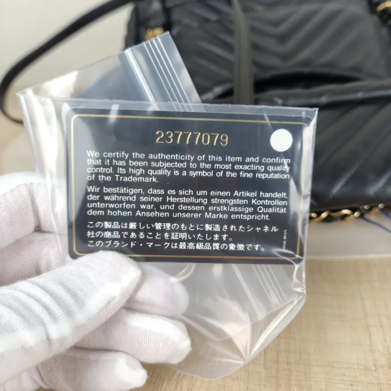 Chanel Backpack V Backpack Black with Gold-Tone Hardware Calfskin One Size24 × 13 × 27 cm — detail view 12 of 14