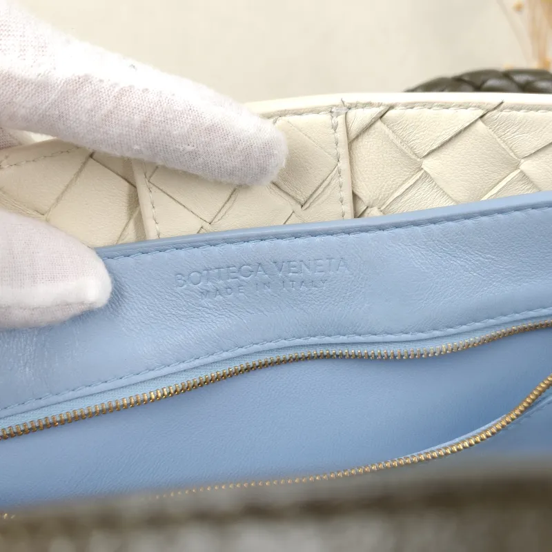 Bottega Veneta Top Handle Bag Woven Top Handle Bag Blue White Calfskin 30 × 12 × 24 cm — detail view 5 of 12