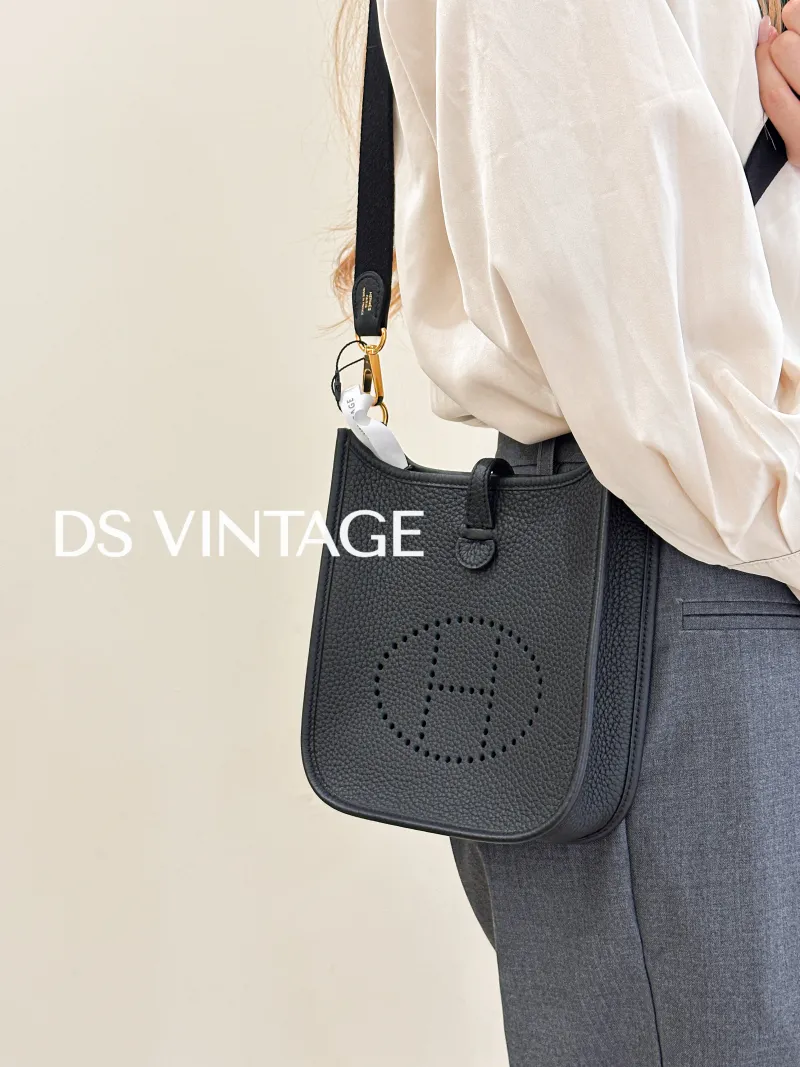 Hermès Crossbody Bag Evelyne Mini 16 Mini 16 Black Taurillon Clemence TC Calfskin Mini 17 × 5.5 × 18 cm Y — on-model view 2 of 3