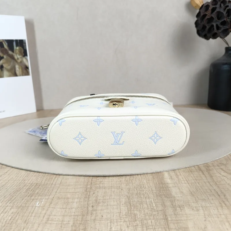 Louis Vuitton Shoulder Bag VANITY POUCH Cosmetic Bag White · Blue Calfskin One Size 19 × 6.5 × 11.5 cm — cover view 3 of 6