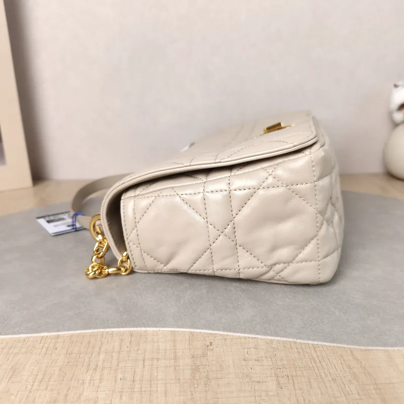 DIOR Crossbody Bag Caro Chain Bag Taupe Lambskin Medium 25.5 × 9 × 15.5 cm — detail view 7 of 13