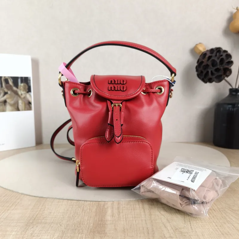 Miumiu Backpack Backpack Red Calfskin Mini 14 × 10 × 17 cm — cover view 3 of 6