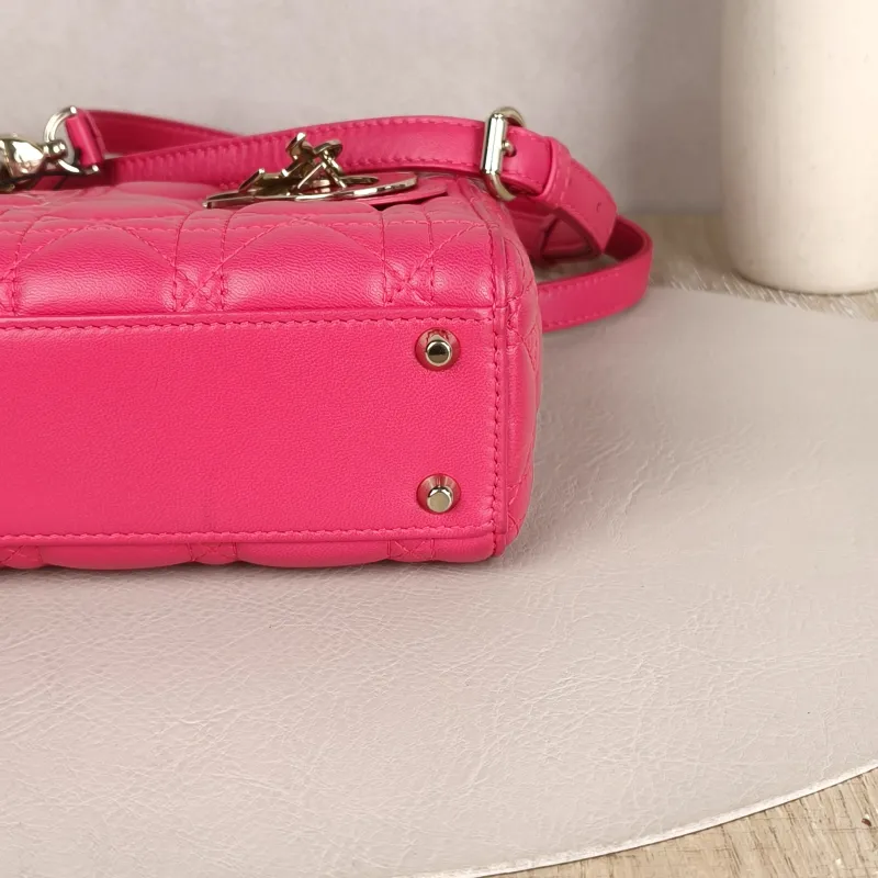 DIOR Lady Lady Dior Bag mini Pink Lambskin · Shoulder Strap Dust Bag · 17 × 7 × 15 cm — cover view 4 of 9