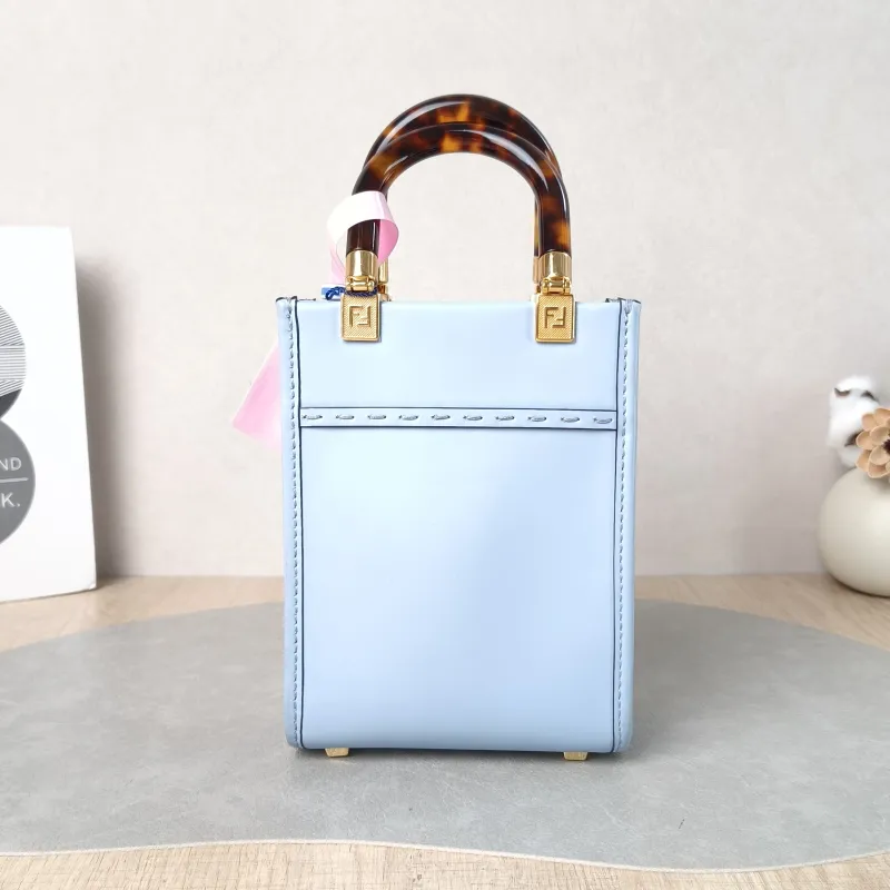 FENDI Crossbody Bag sunshine Blue Calfskin Mini 13 × 6.5 × 18 cm — cover view 4 of 5