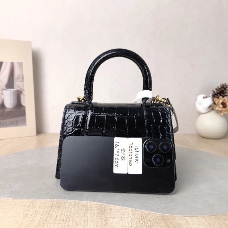 BALENCIAGA Crossbody Bag Hourglass Hourglass Bag Black Calfskin XS 19 × 8 × 13 cm — cover view 5 of 5